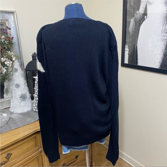 Vintage Black Pearl Ribbon Design Knit Sweater Size large - Picture 5 of 7